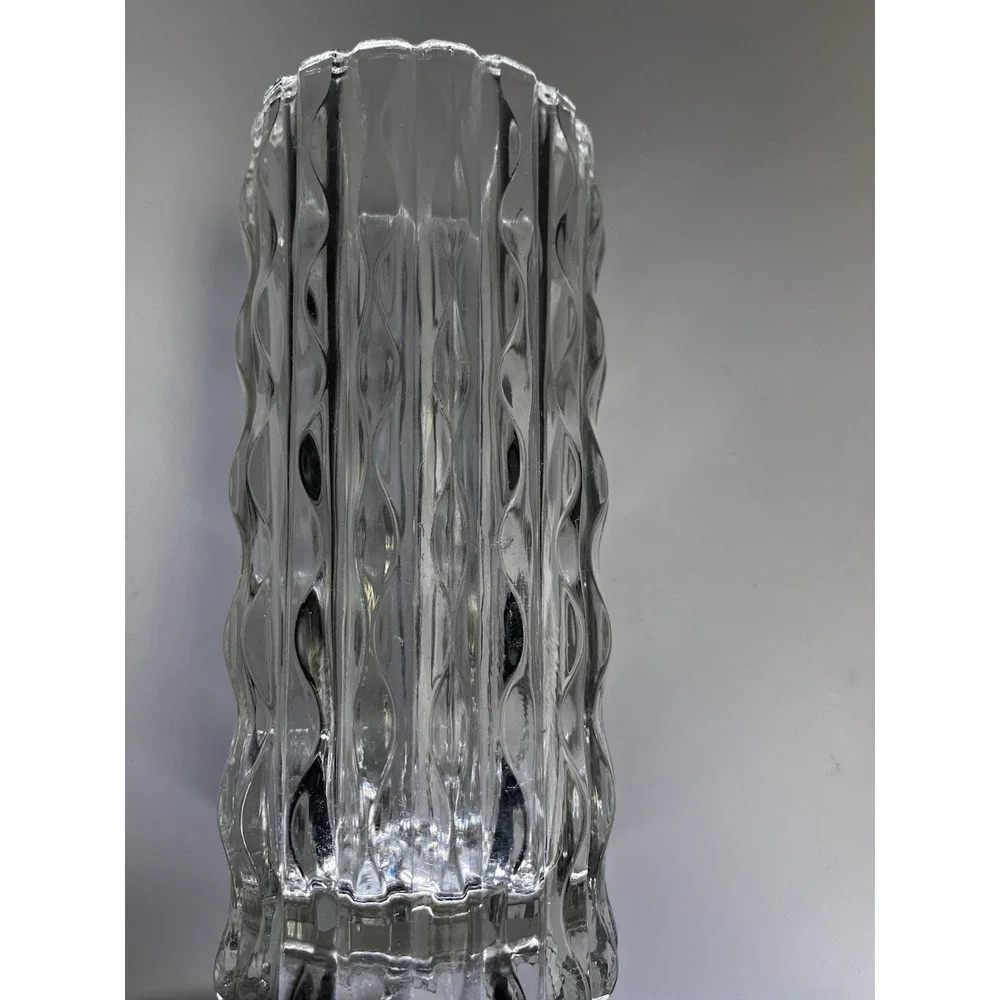 Vintage‎ Fidenza Vetraria Italy Glass Vase MCM Wavy Pressed Scallop 9